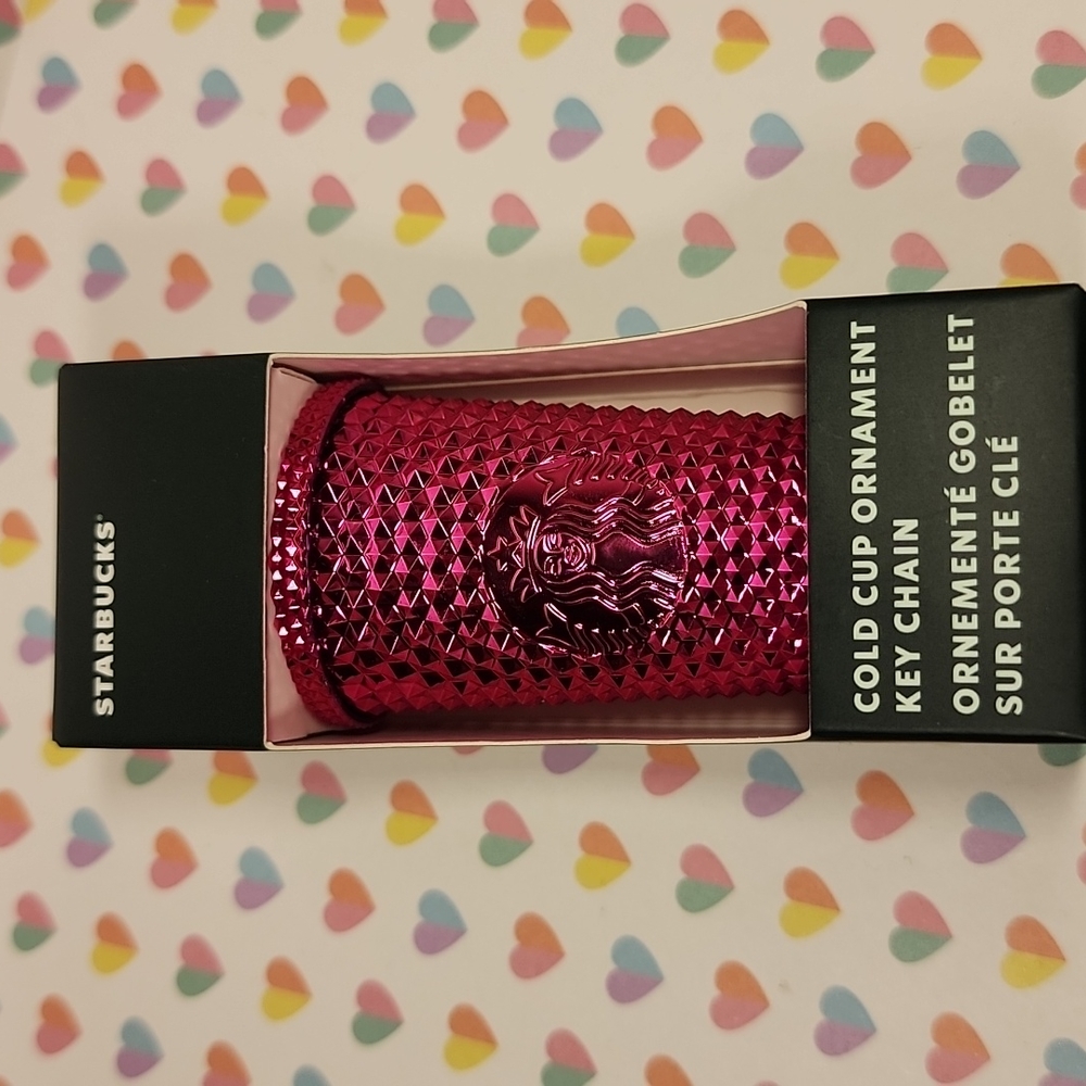 BNIB Starbucks Holiday 2022 Sangria Metallic cup Jeweled Ornament KeyChain